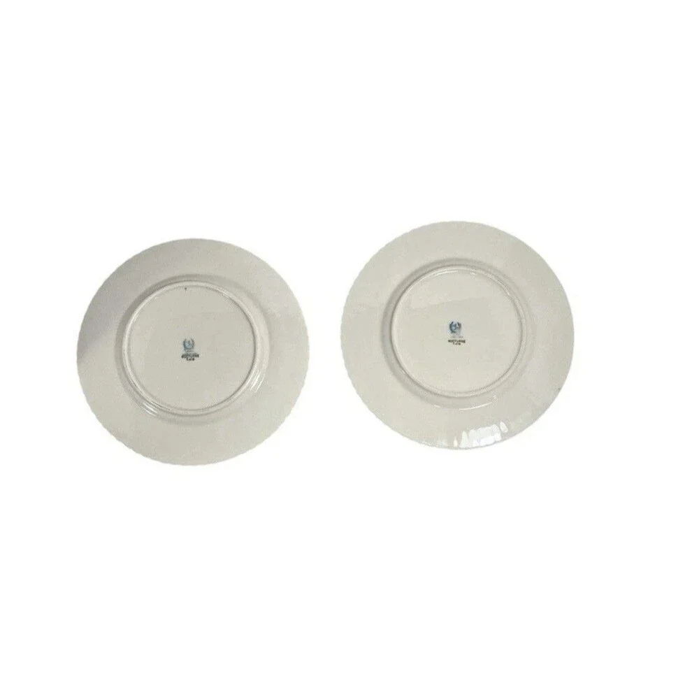 Lenox Nocturne T416 Salad Plates Set of 2 Gold Leaf Ribbed Vintage China 8”